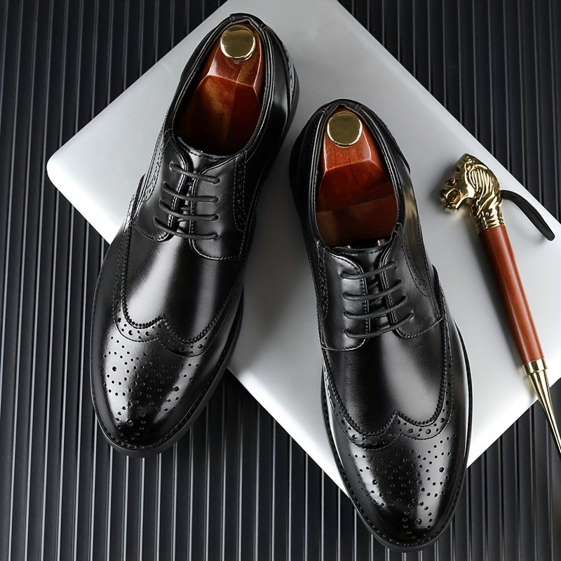 Herren Leder Wingtip Brogues – Klassische Braune Anzugschuhe