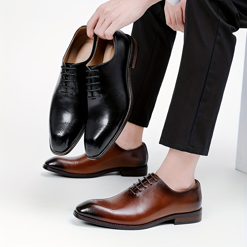 Herren Braune Leder Oxford Schuhe – Elegante Schnür-Schuhe für Formelle Anlässe