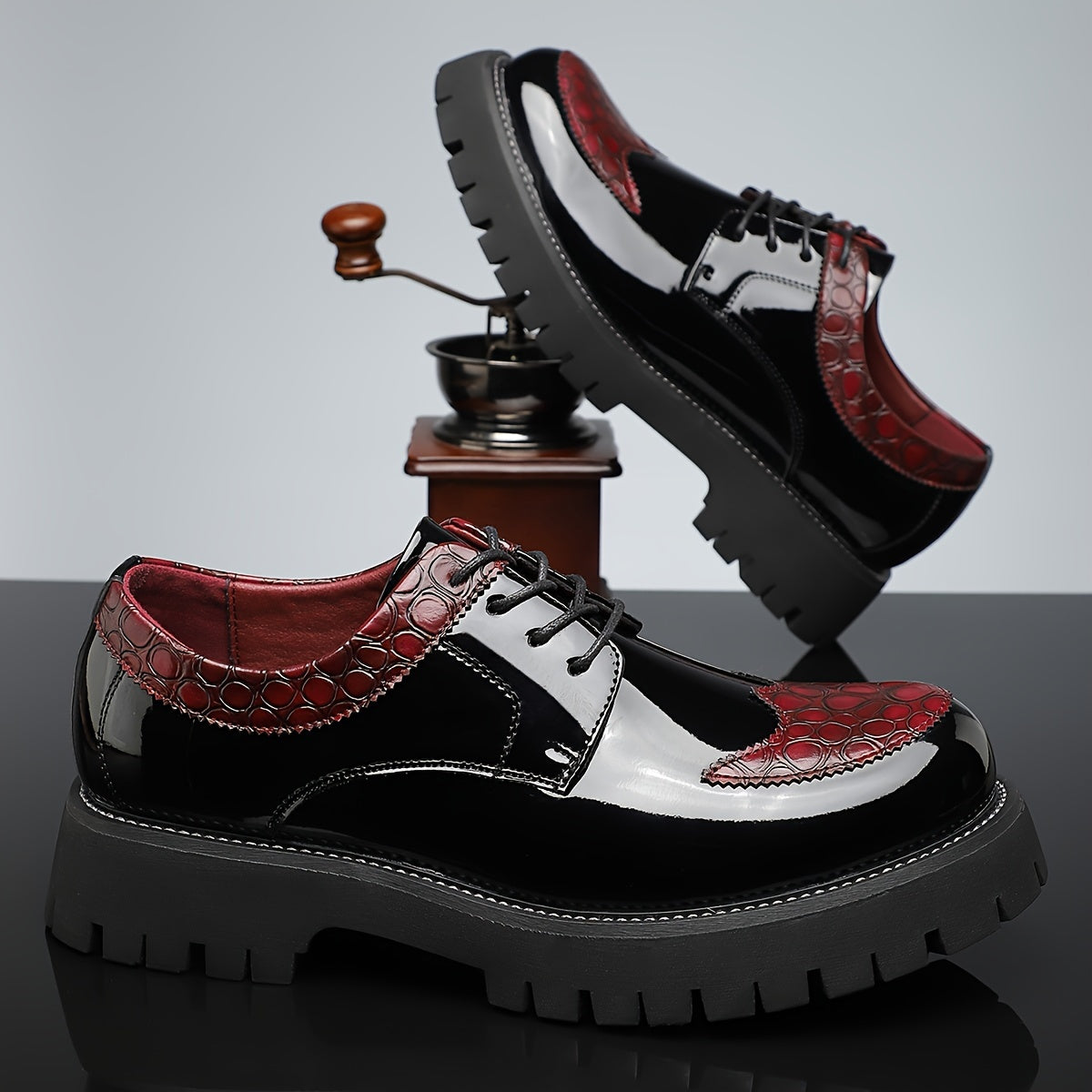 Herren Leder Schnürschuhe – Stylische Crocodile-Muster Formelle Schuhe