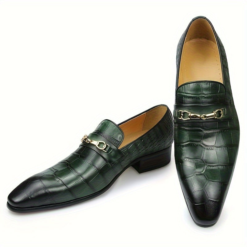 Herren Krokodil-Präge-Leder Slipper – Elegante Slip-On Schuhe