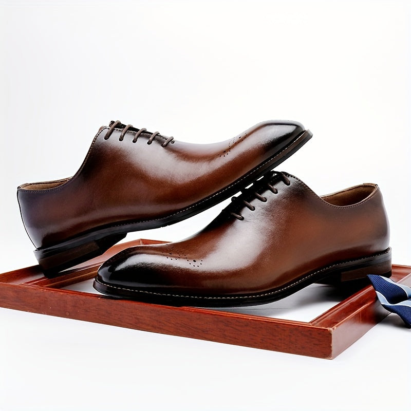 Herren Braune Leder Oxford Schuhe – Elegante Schnür-Schuhe für Formelle Anlässe