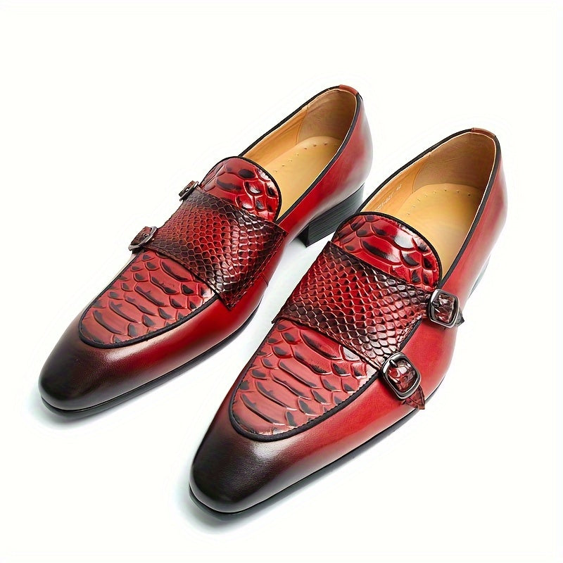 Herren Leder Slipper – Stylische Schlangenleder-Details