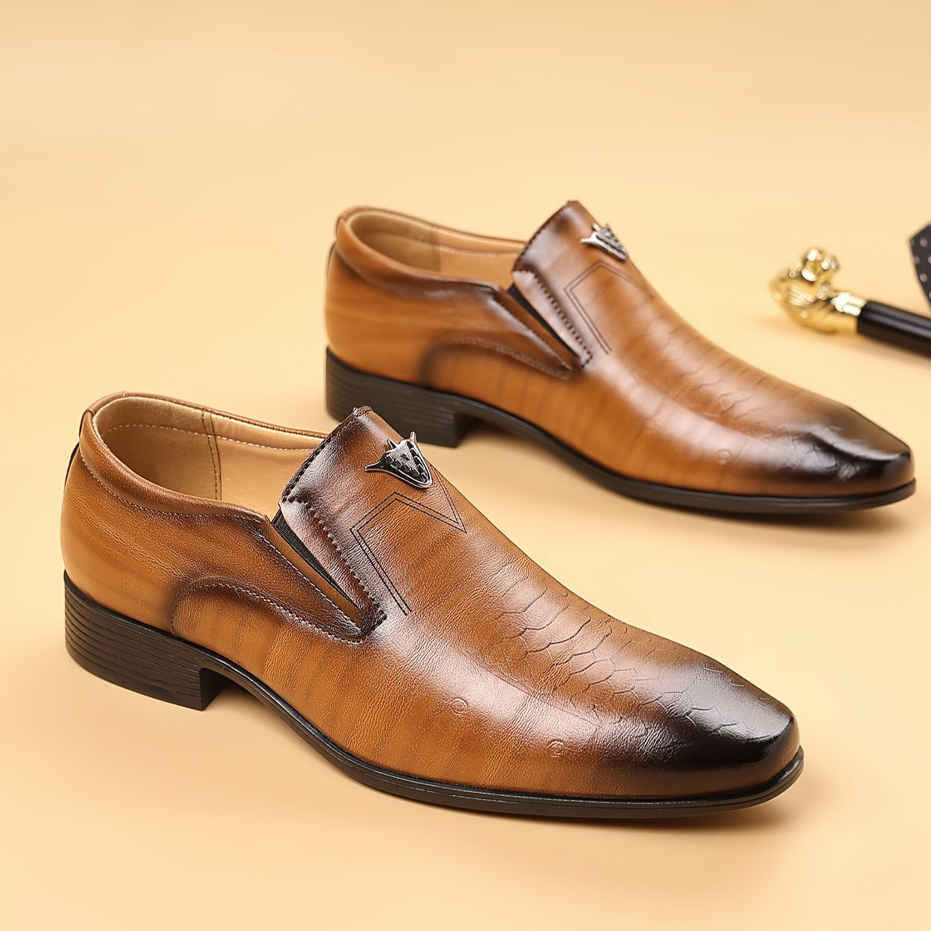 Herren Leder Slipper – Gebürstete Braune Slip-On Schuhe