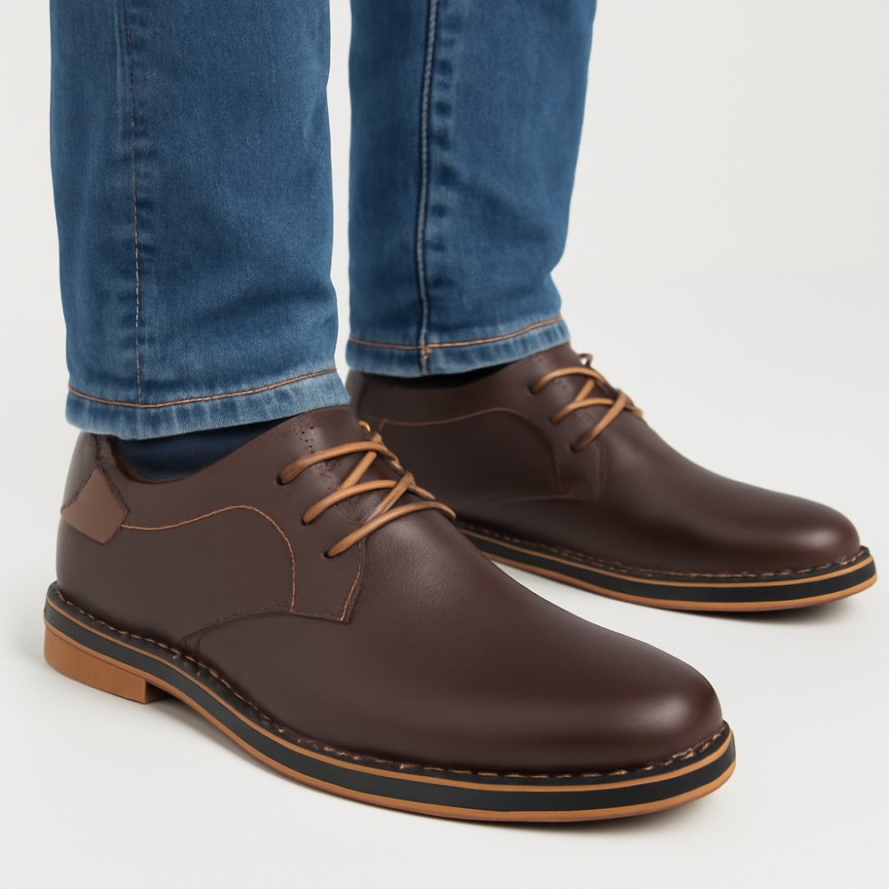 Herren Braune Leder Derby-Schuhe – Bequeme und Stilvolle Formelle Schuhe