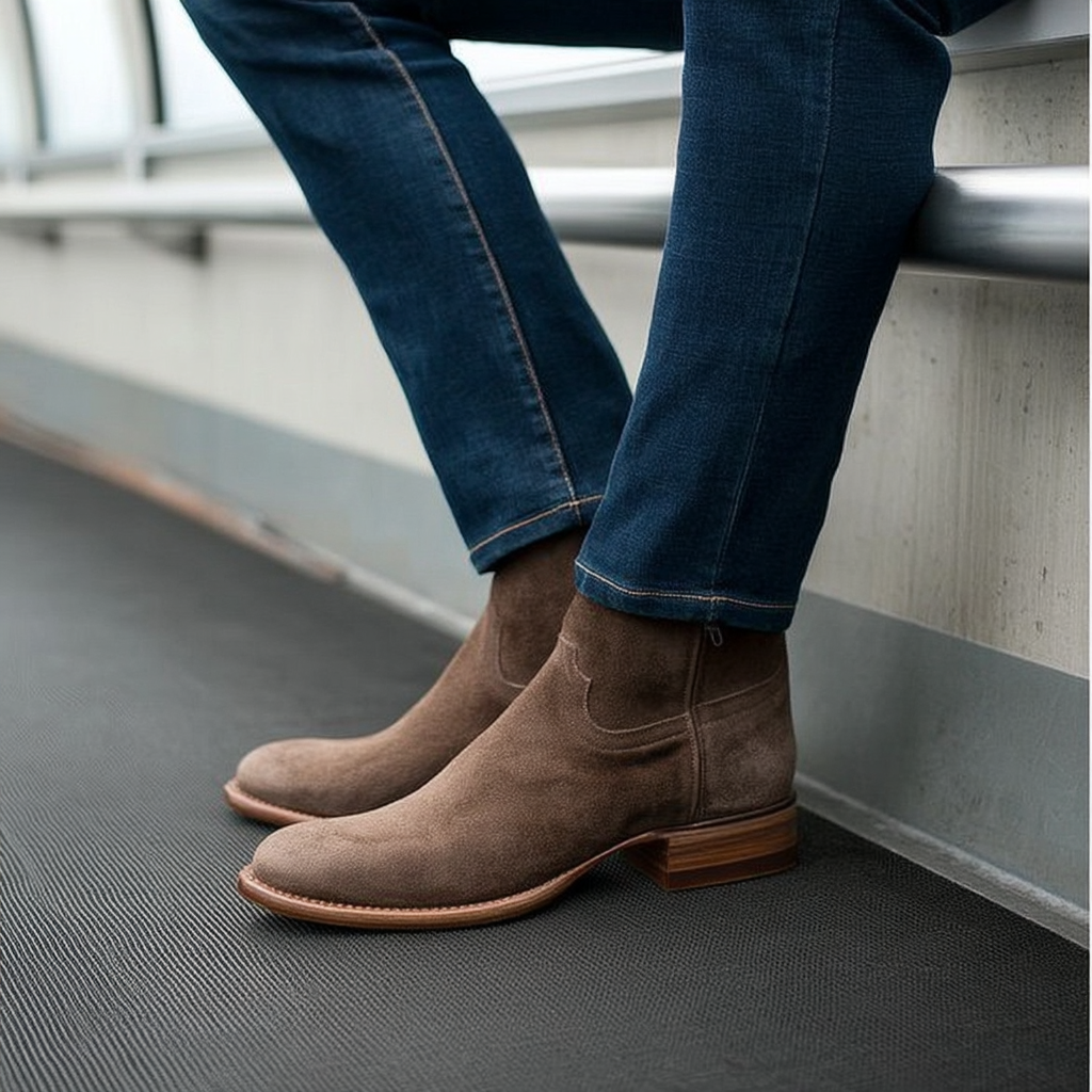 Herren Wildleder-Stiefel mit Reißverschluss – Stilvolle und Bequeme Freizeitschuhe