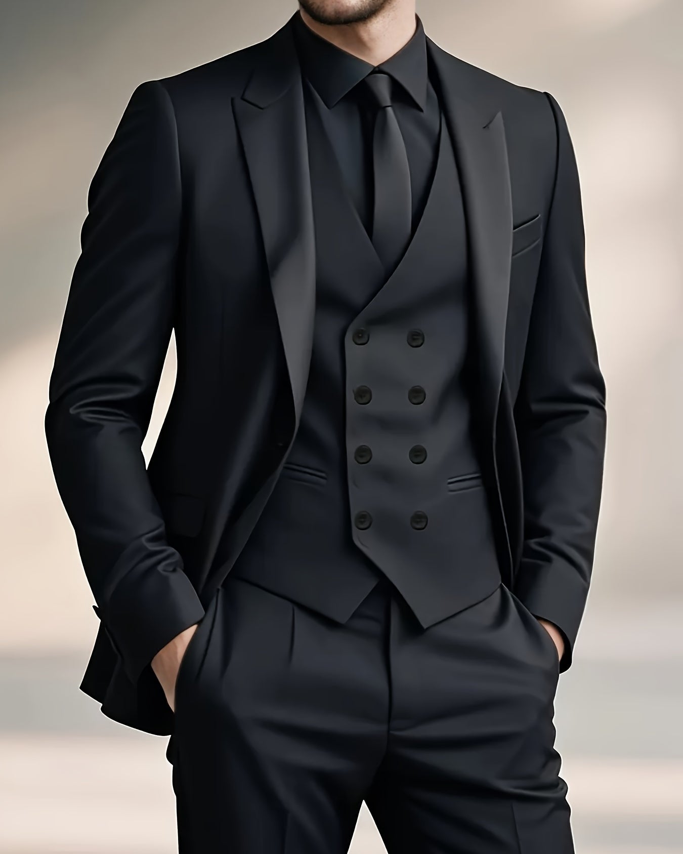 Herren Dreiteiliger Anzug – Taillierter Slim Fit