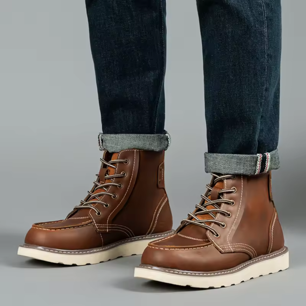 Herren Leder Arbeitsstiefel – Robuste und Bequeme Schuhe