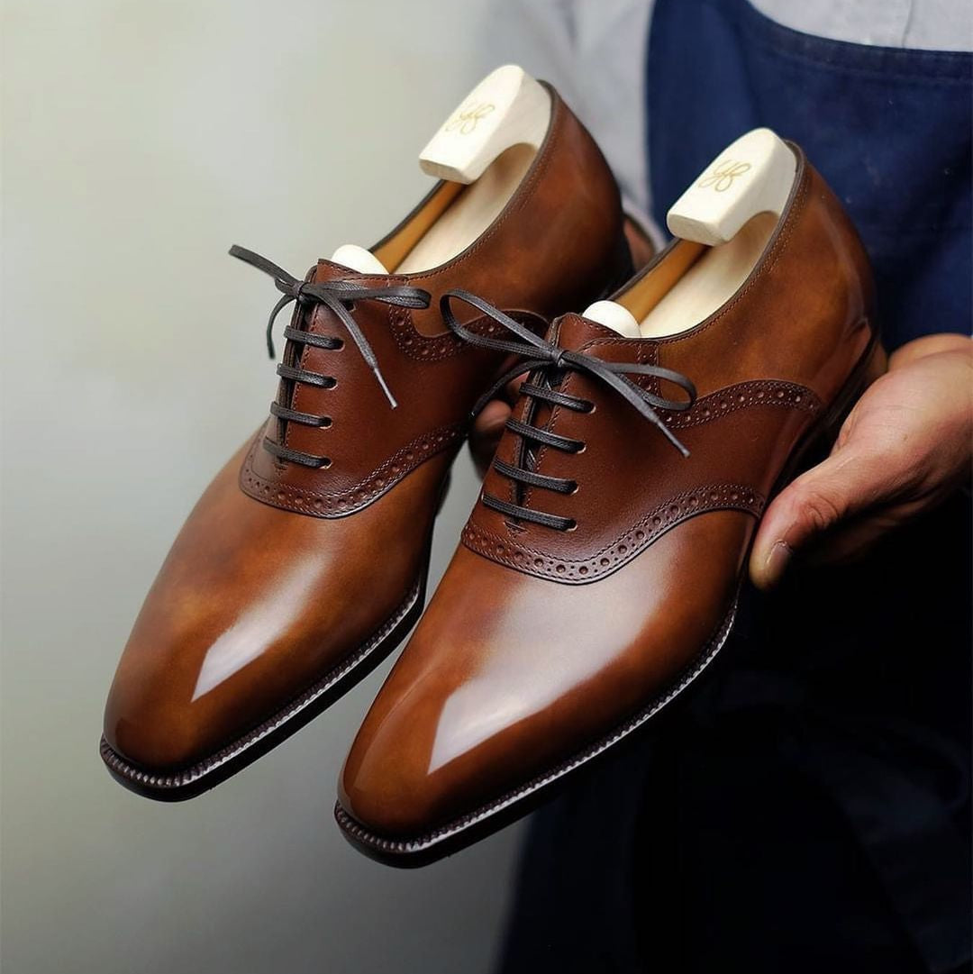 Herren Leder Oxford-Schuhe – Elegante Schnürformelle Schuhe