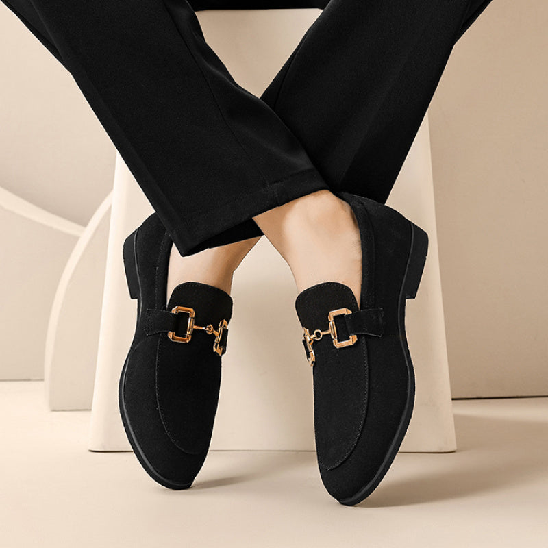 Herren Wildleder Slipper – Elegante Schwarze Slip-On Schuhe