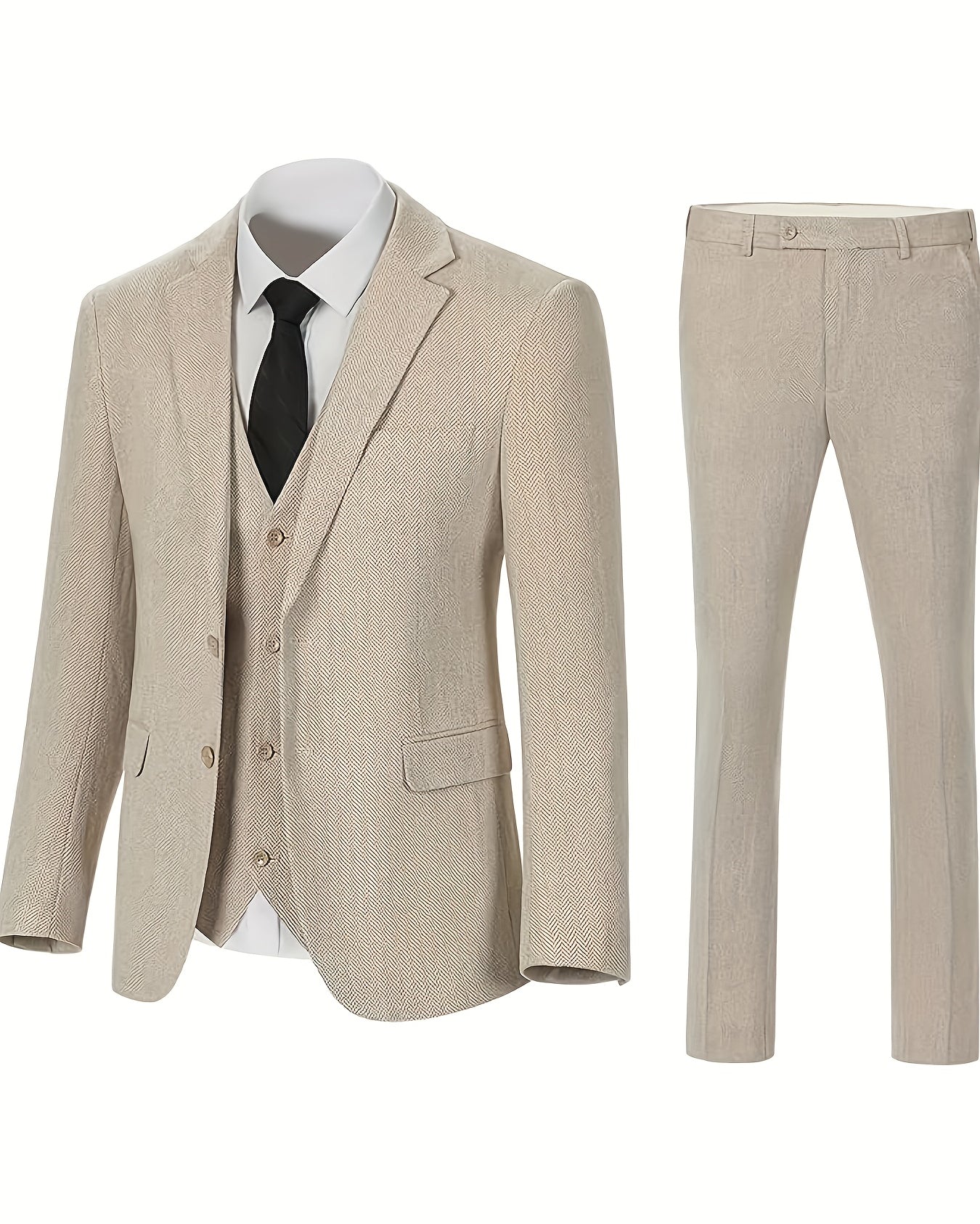 Herren Herringbone Anzug – Elegantes Drei-Teile-Set