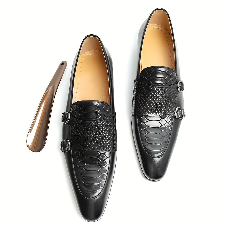 Herren Leder Slipper – Stylische Schlangenleder-Details