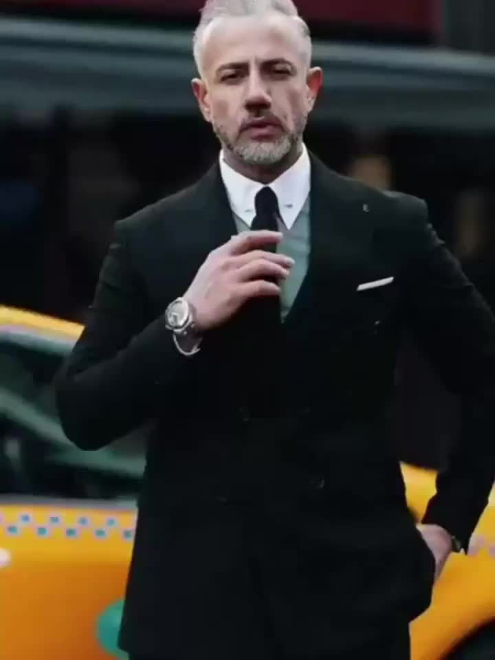 Herren Doppelreihiger Anzug – Taillierter Schwarzer Modern Fit