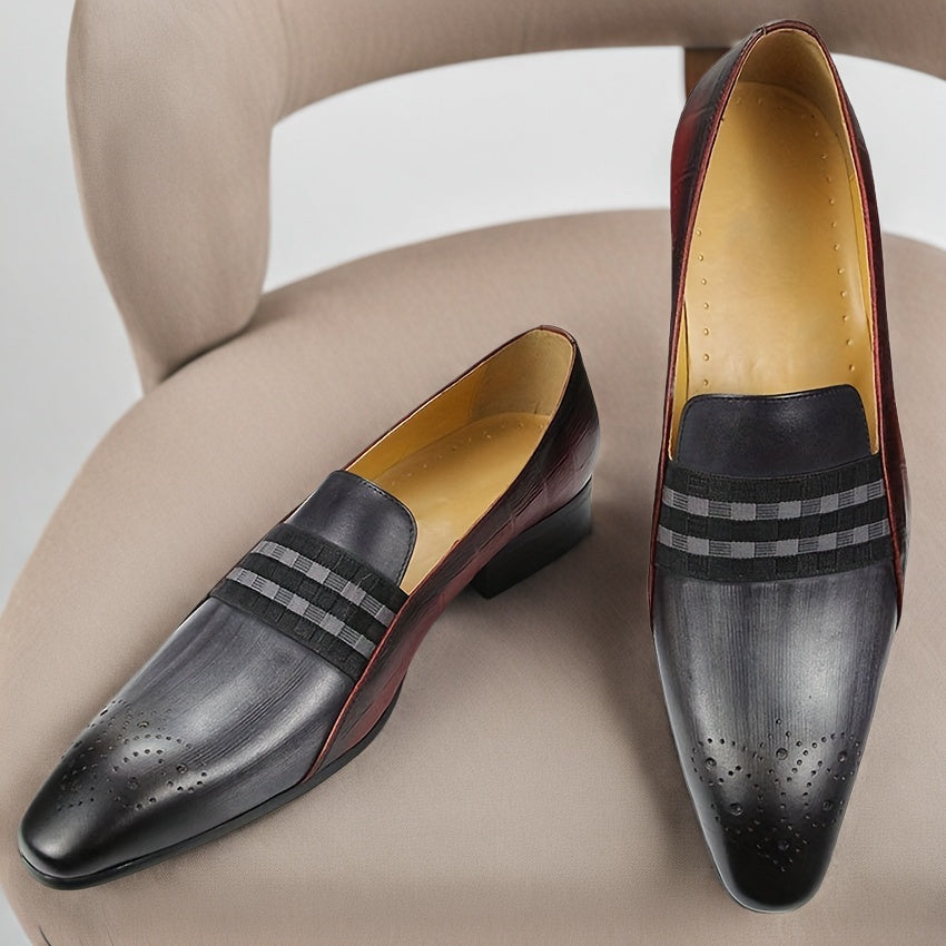 Herren Leder Slipper – Elegante Slip-On Schuhe mit Karostrap