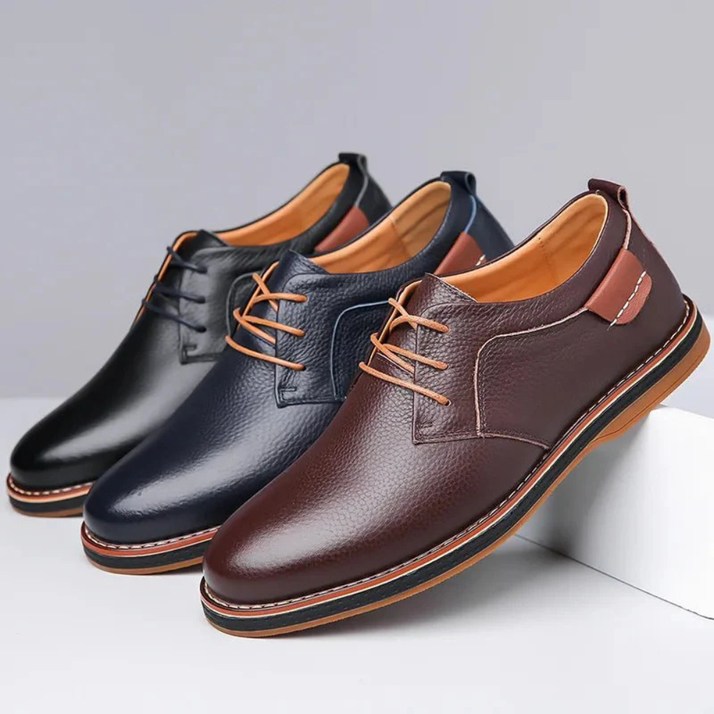 Herren Braune Leder Derby-Schuhe – Bequeme und Stilvolle Formelle Schuhe