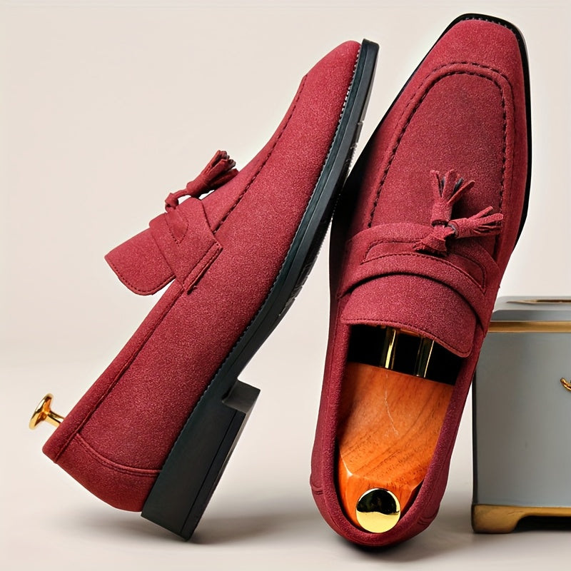 Herren Wildleder Slipper – Stylische Slip-On Schuhe mit Quasten