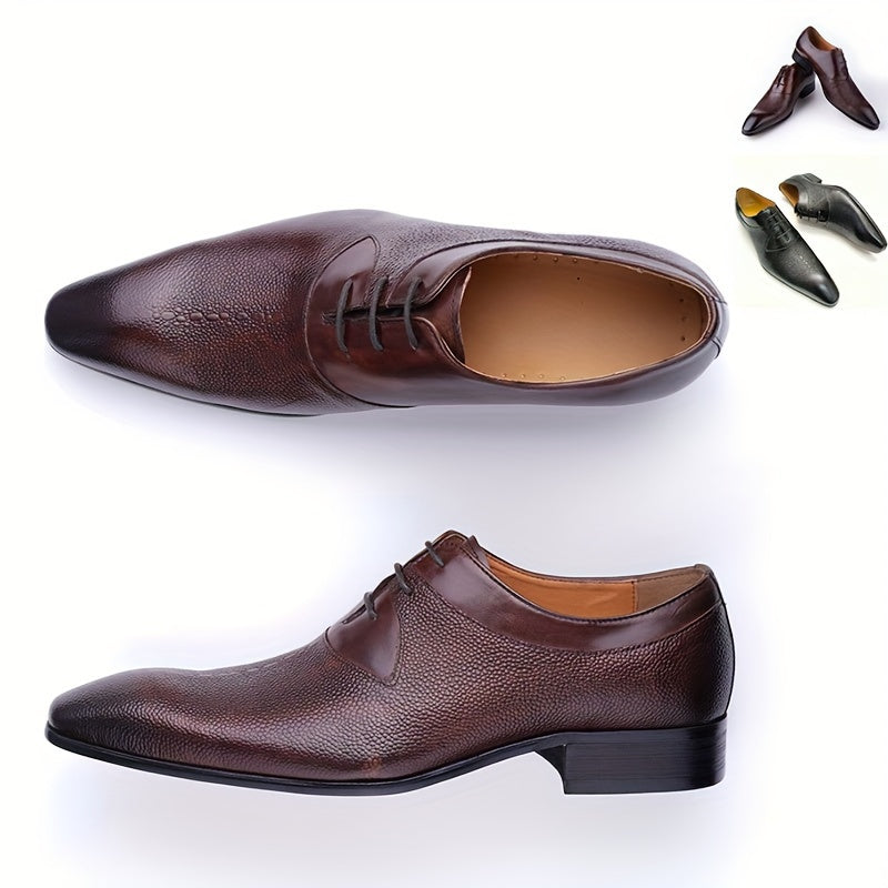 Herren Texturierte Leder Oxford Schuhe – Formelle Schnür-Schuhe
