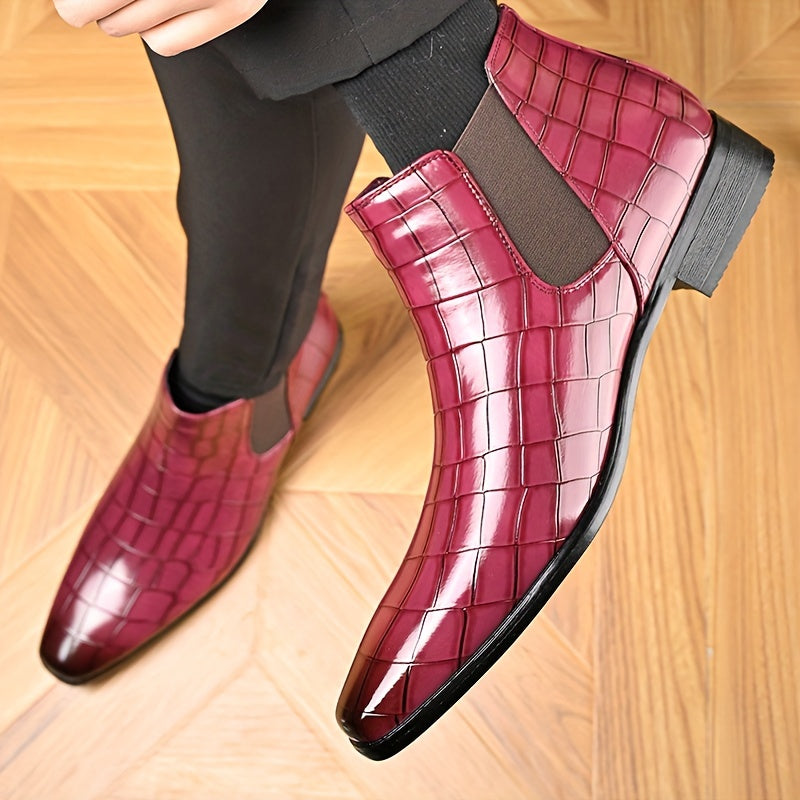 Herren Leder Chelsea Stiefel – Stilvolles Krokodilprägungs-Design