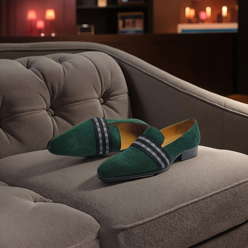 Herren Wildleder Slipper – Stylische Slip-On Schuhe mit Karostrap