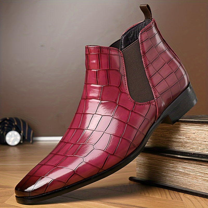 Herren Leder Chelsea Stiefel – Stilvolles Krokodilprägungs-Design