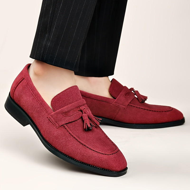 Herren Wildleder Slipper – Stylische Slip-On Schuhe mit Quasten