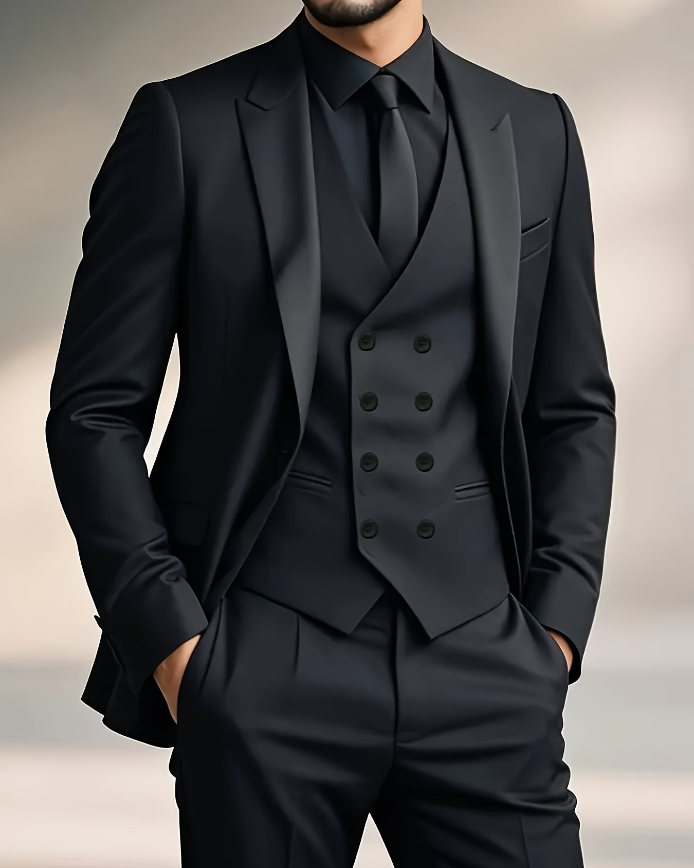 Herren Dreiteiliger Anzug – Taillierter Slim Fit