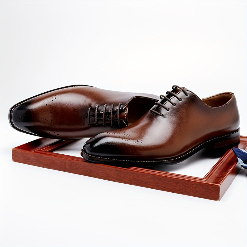 Herren Braune Leder Oxford Schuhe – Elegante Schnür-Schuhe für Formelle Anlässe