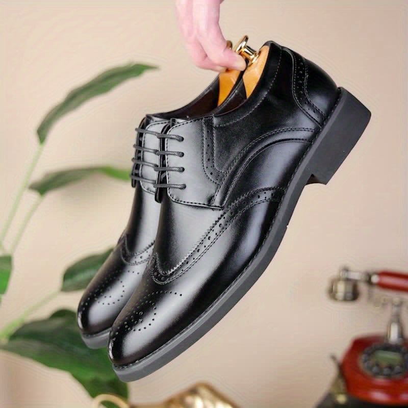 Herren Leder Wingtip Brogues – Klassische Braune Anzugschuhe