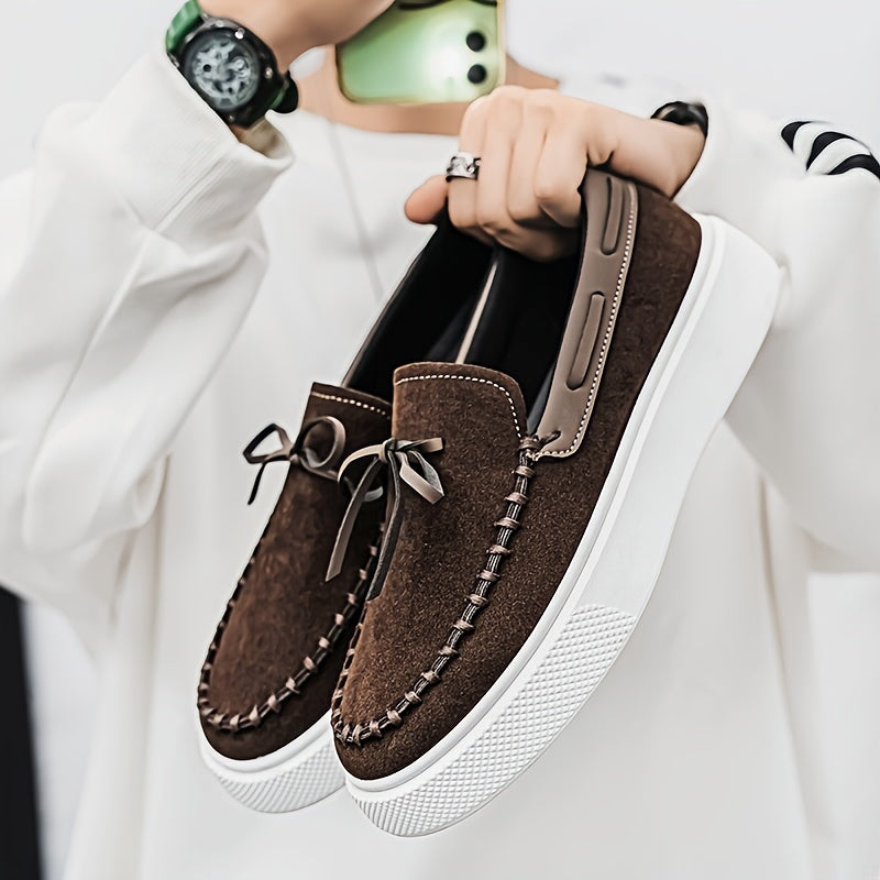 Herren Casuale Tan Mokassins – Slip-On Wildlederschuhe