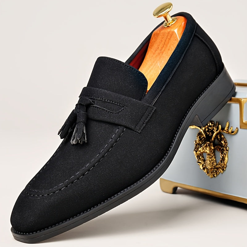 Herren Wildleder Slipper – Stylische Slip-On Schuhe mit Quasten