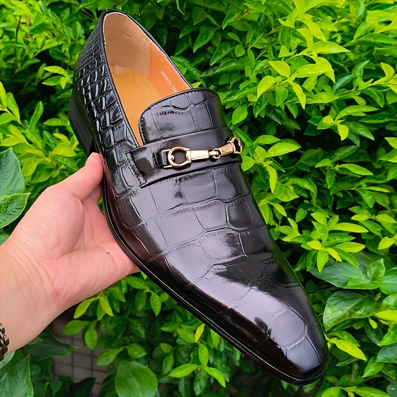 Herren Krokodil-Präge-Leder Slipper – Elegante Slip-On Schuhe