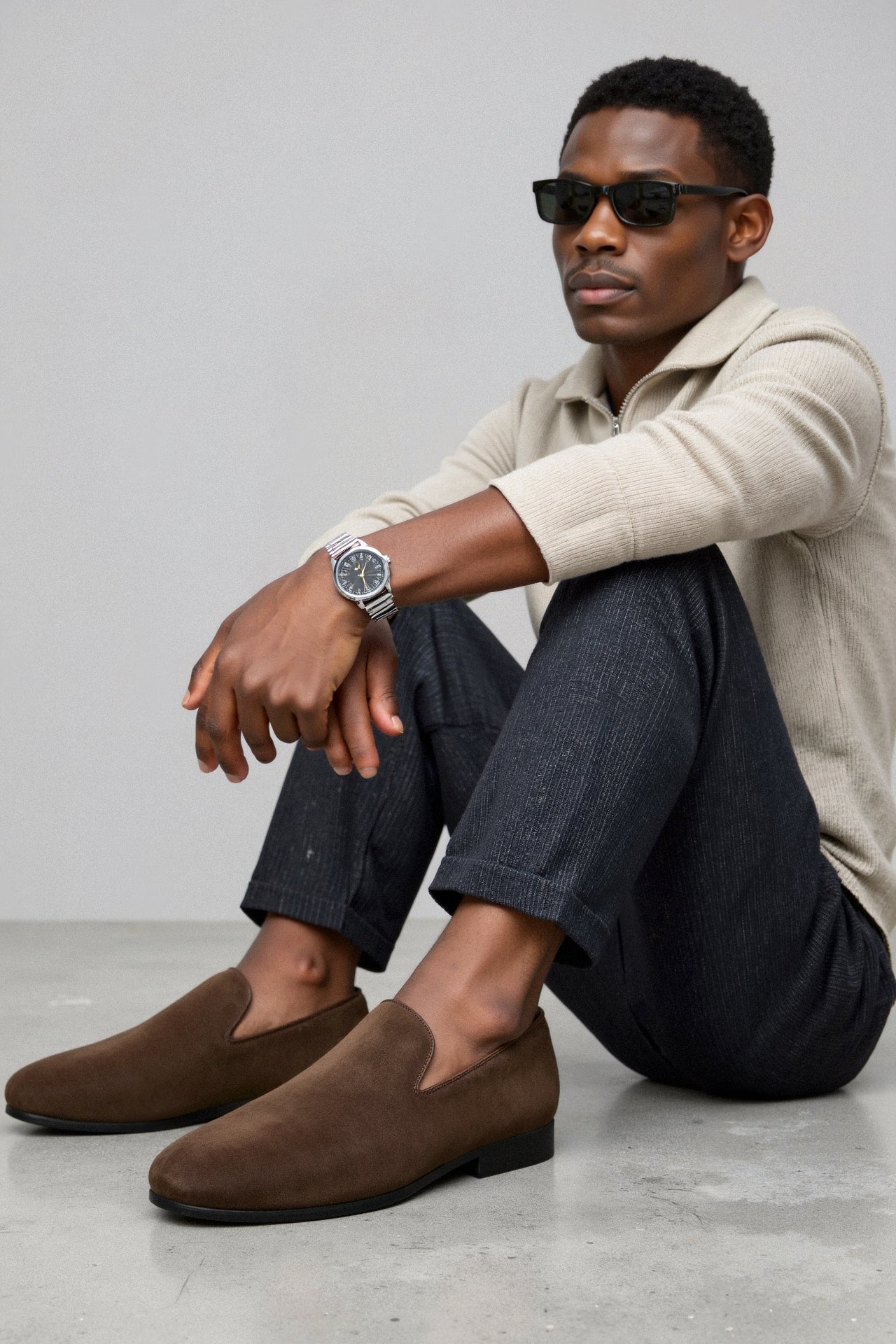 Herren Braune Wildleder Slipper – Klassische Slip-On Schuhe