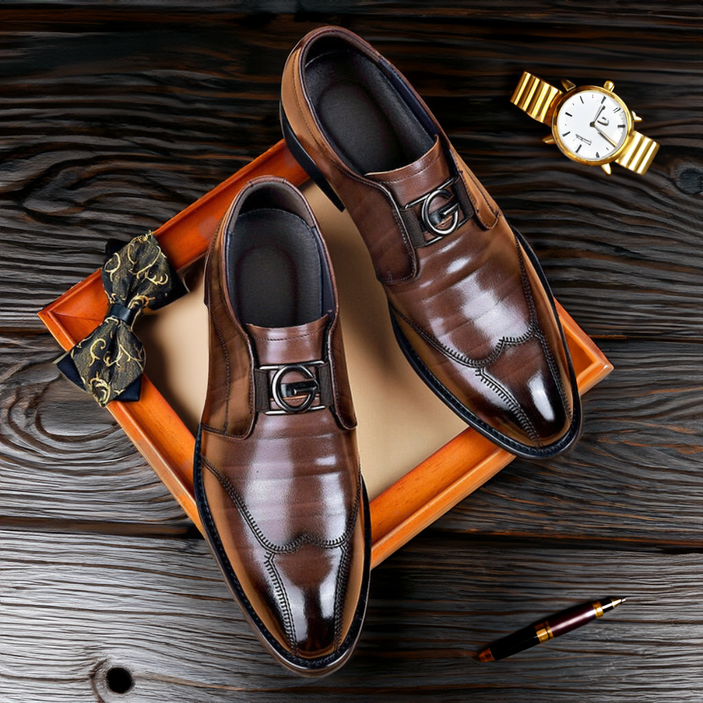 Elegante Herren Leder Schnürschuhe – Stilvolle Slip-On Formelle Schuhe