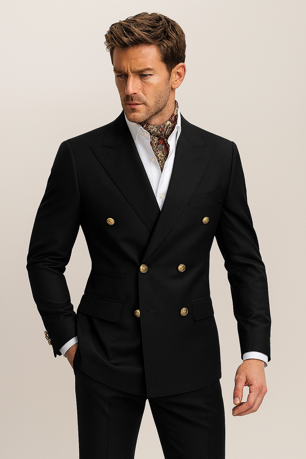 Herren Doppelreihiger Anzug – Moderner Taillierter Schnitt
