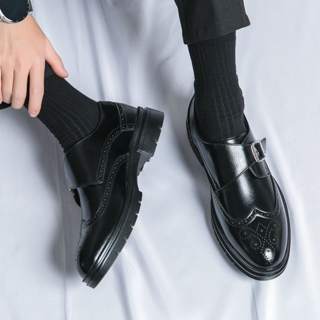 Herren Leder Monkstrap Schuhe – Elegante Schnallenschuhe
