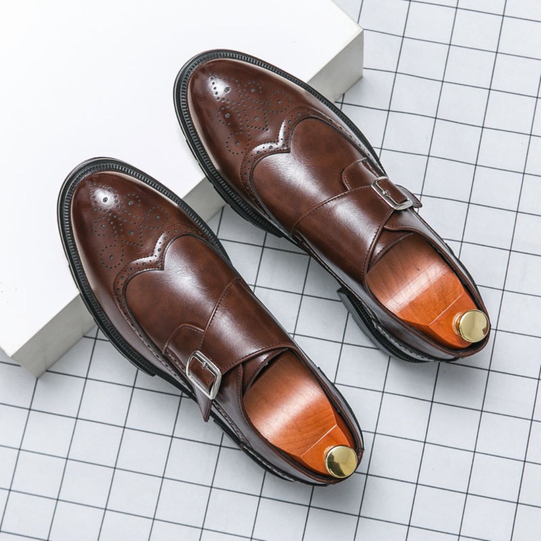 Herren Leder Monkstrap Schuhe – Elegante Schnallenschuhe