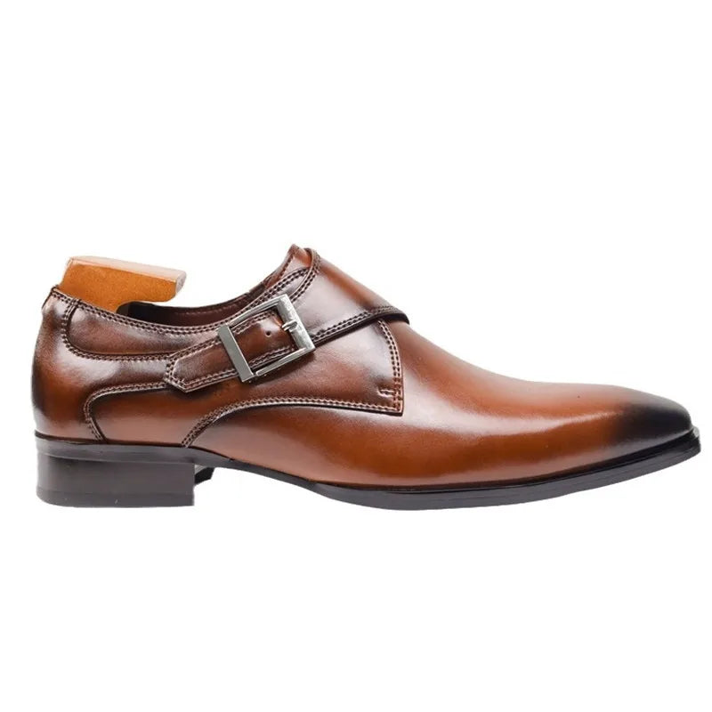 Herren Braune Leder Monk Strap Schuhe – Elegante Formelle Schuhe