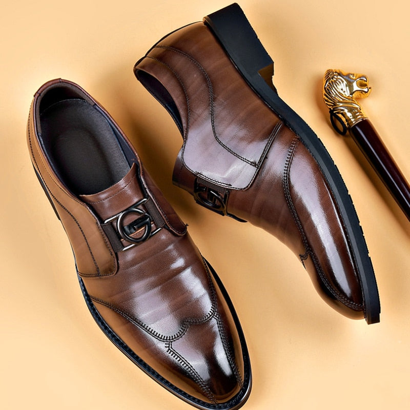Elegante Herren Leder Schnürschuhe – Stilvolle Slip-On Formelle Schuhe