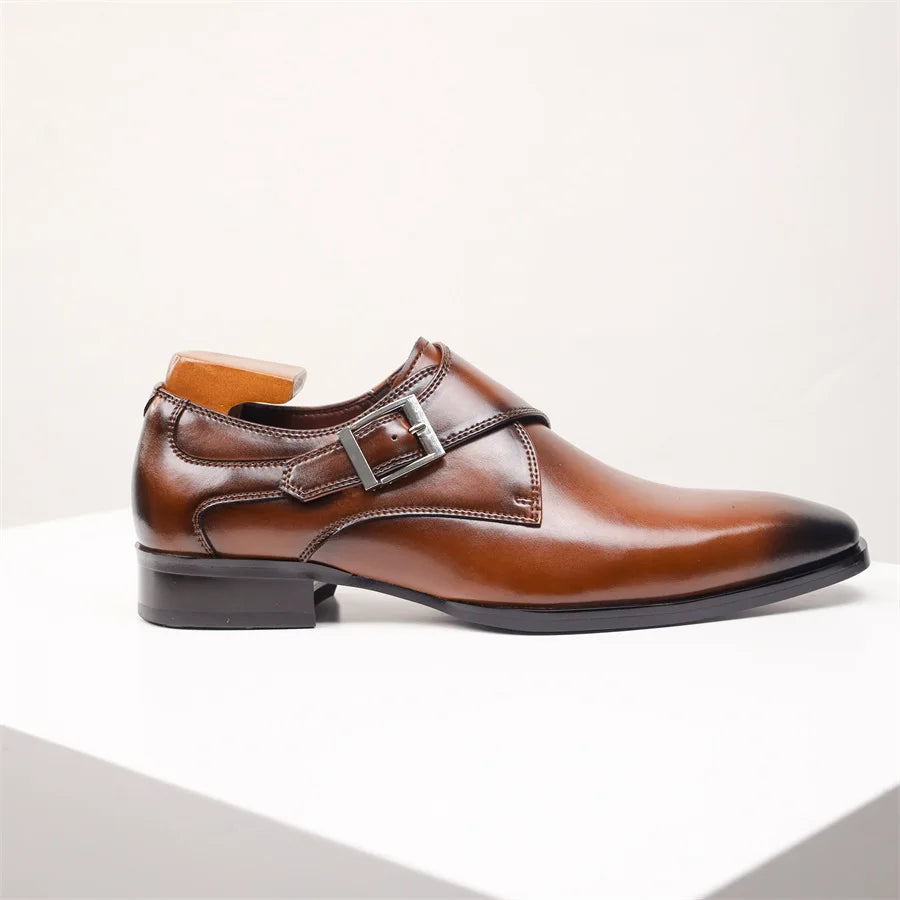Herren Braune Leder Monk Strap Schuhe – Elegante Formelle Schuhe