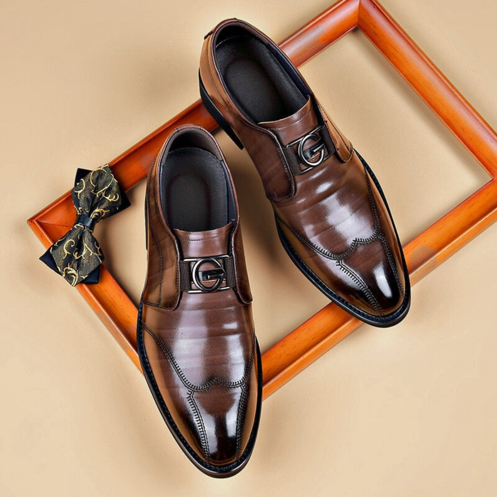 Elegante Herren Leder Schnürschuhe – Stilvolle Slip-On Formelle Schuhe