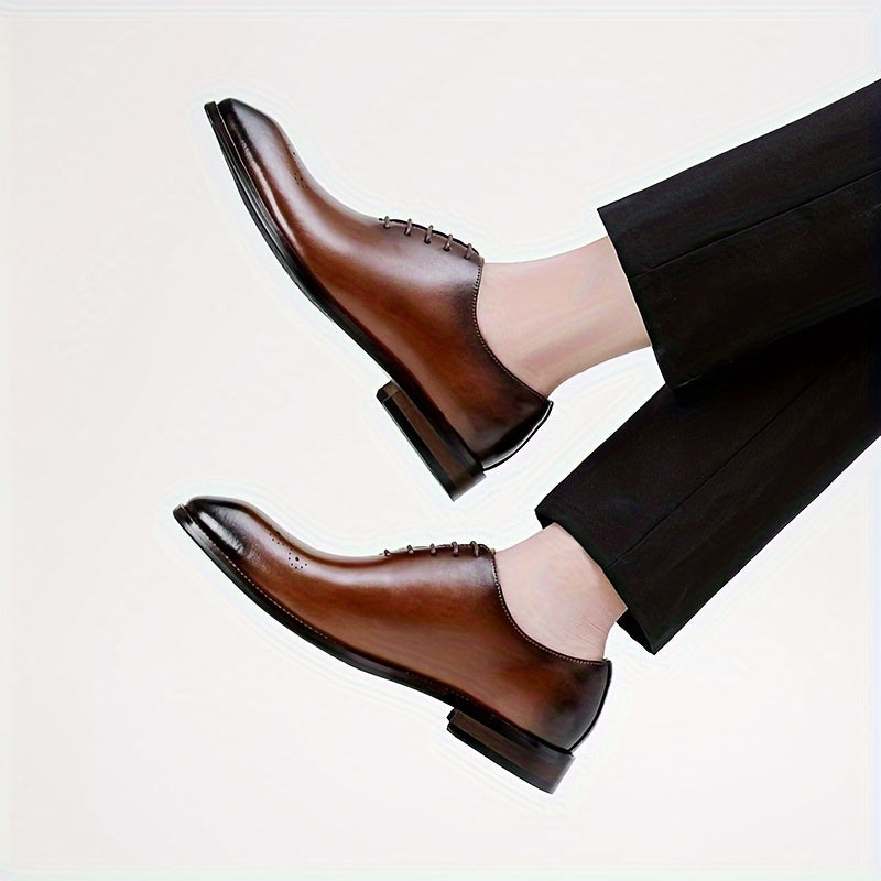 Herren Braune Leder Oxford Schuhe – Elegante Schnür-Schuhe für Formelle Anlässe