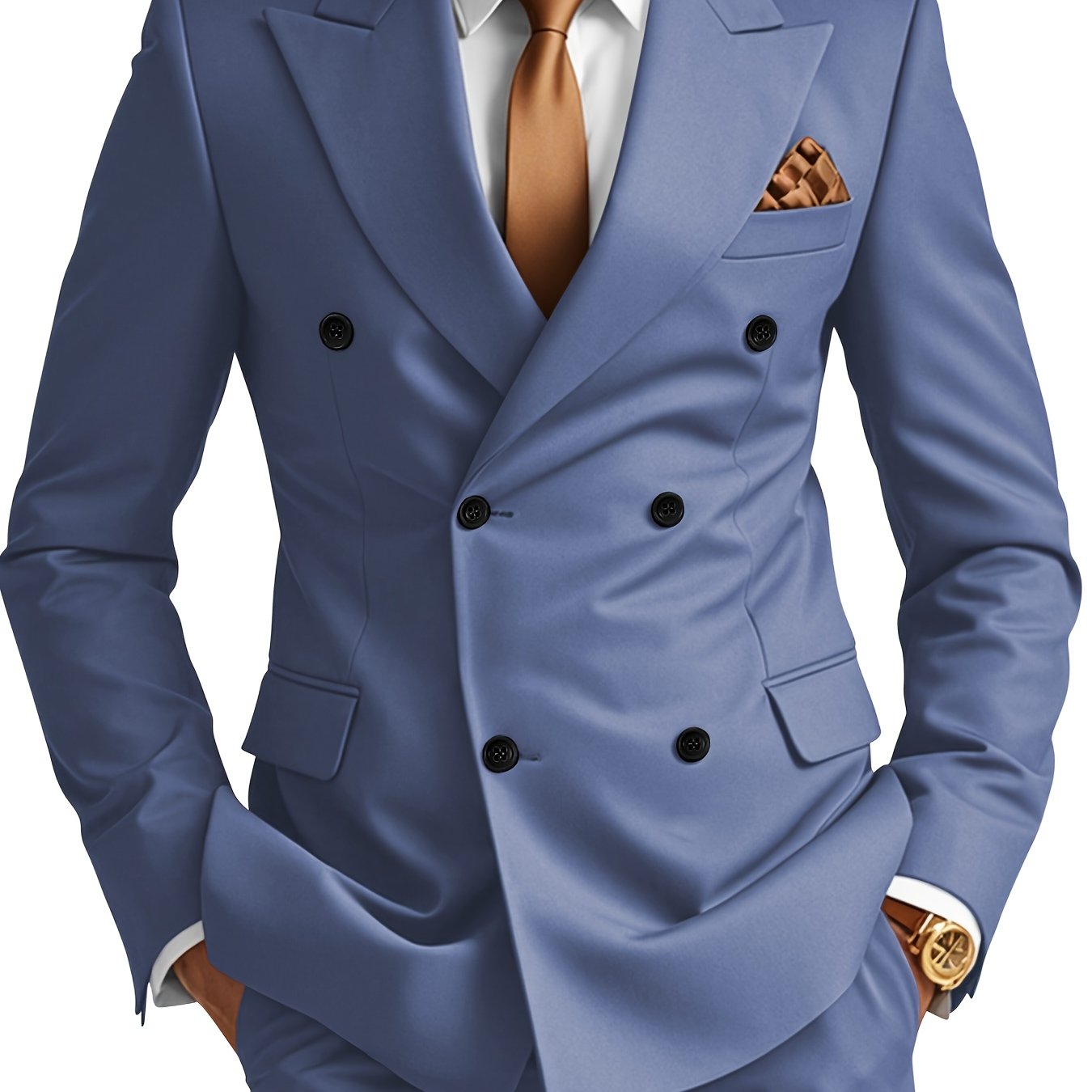 Herren Doppelreihiger Anzug – Taillierter Schwarzer Modern Fit