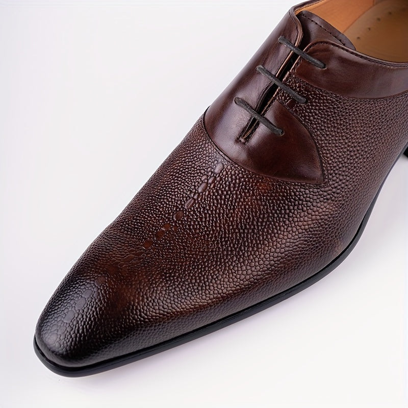 Herren Texturierte Leder Oxford Schuhe – Formelle Schnür-Schuhe