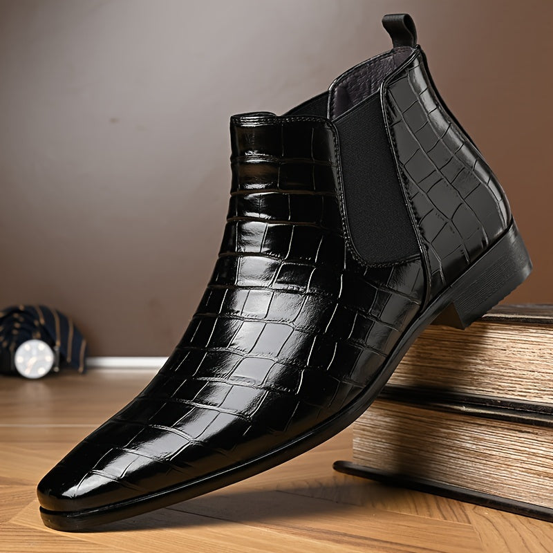 Herren Leder Chelsea Stiefel – Stilvolles Krokodilprägungs-Design