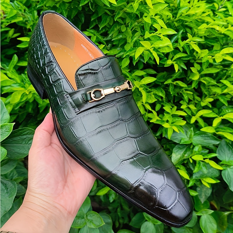 Herren Krokodil-Präge-Leder Slipper – Elegante Slip-On Schuhe