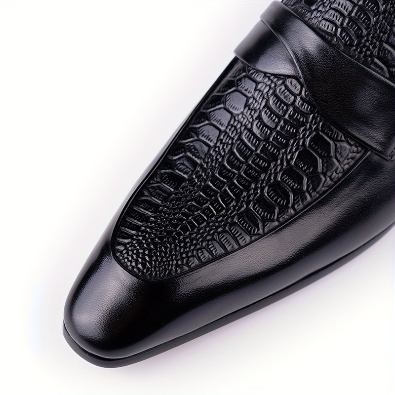 Herren Krokodil-Präge-Leder Slipper – Elegante Slip-On Schuhe