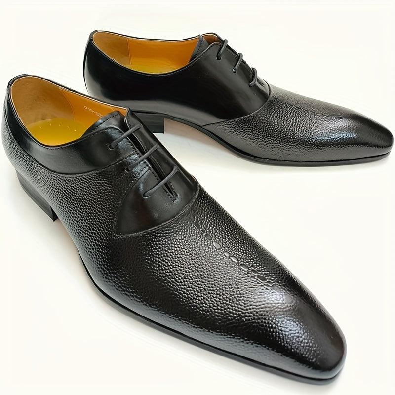 Herren Texturierte Leder Oxford Schuhe – Formelle Schnür-Schuhe