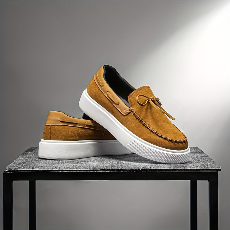 Herren Casuale Tan Mokassins – Slip-On Wildlederschuhe