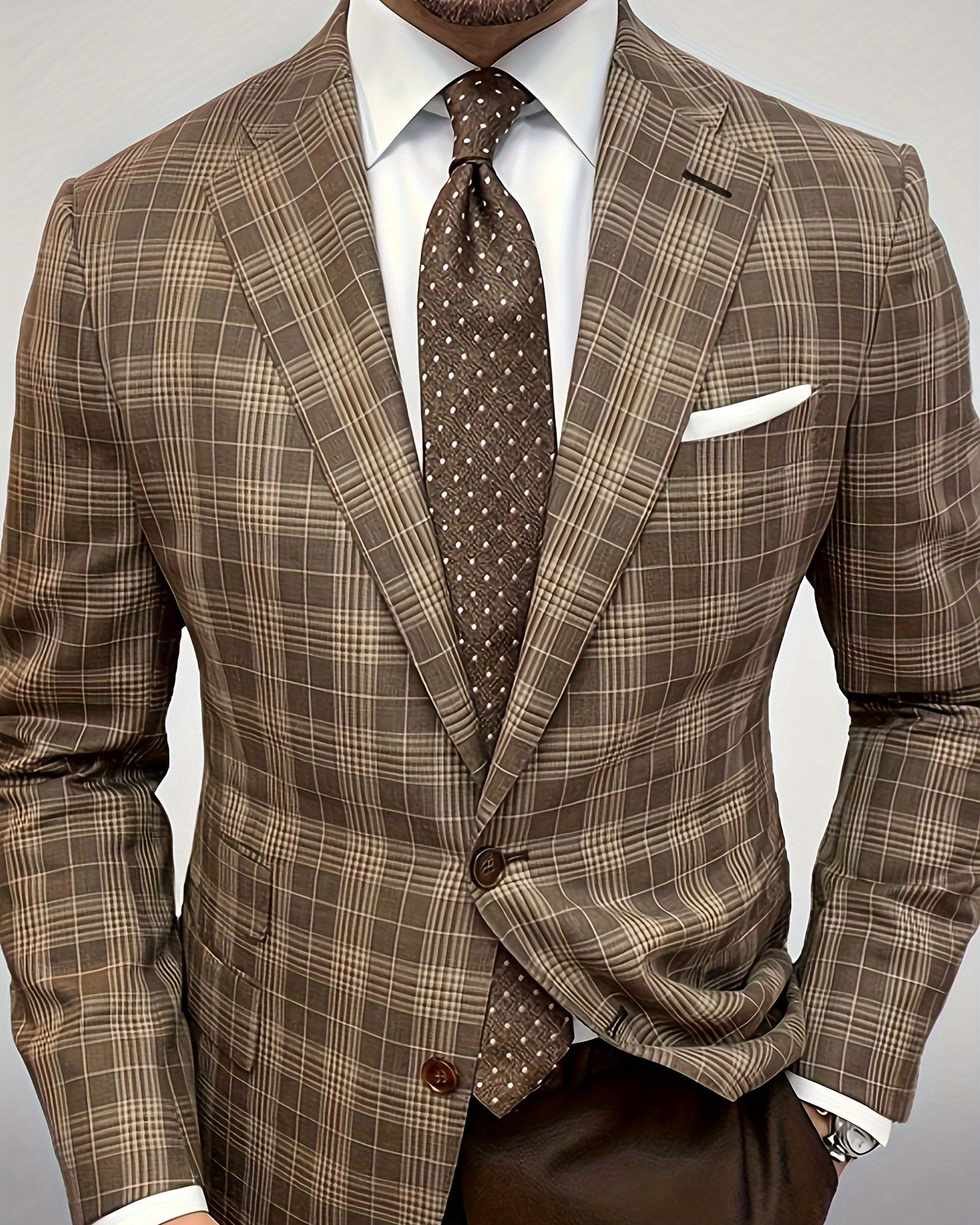 Herren Kariertes Sakko – Tailliertes Braun-Karo Jackett