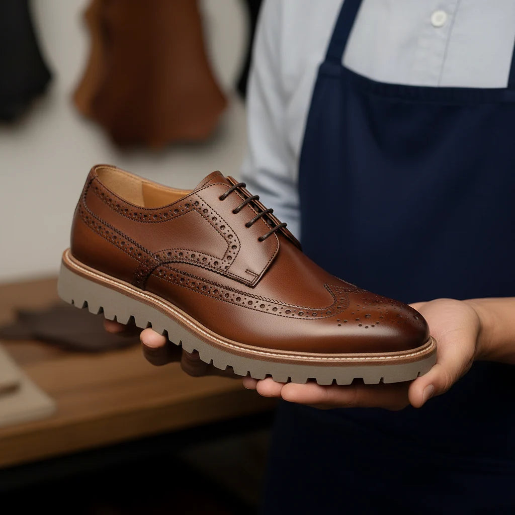 Herren Leder Derby-Schuhe – Stilvolle Chunky Schnürschuhe