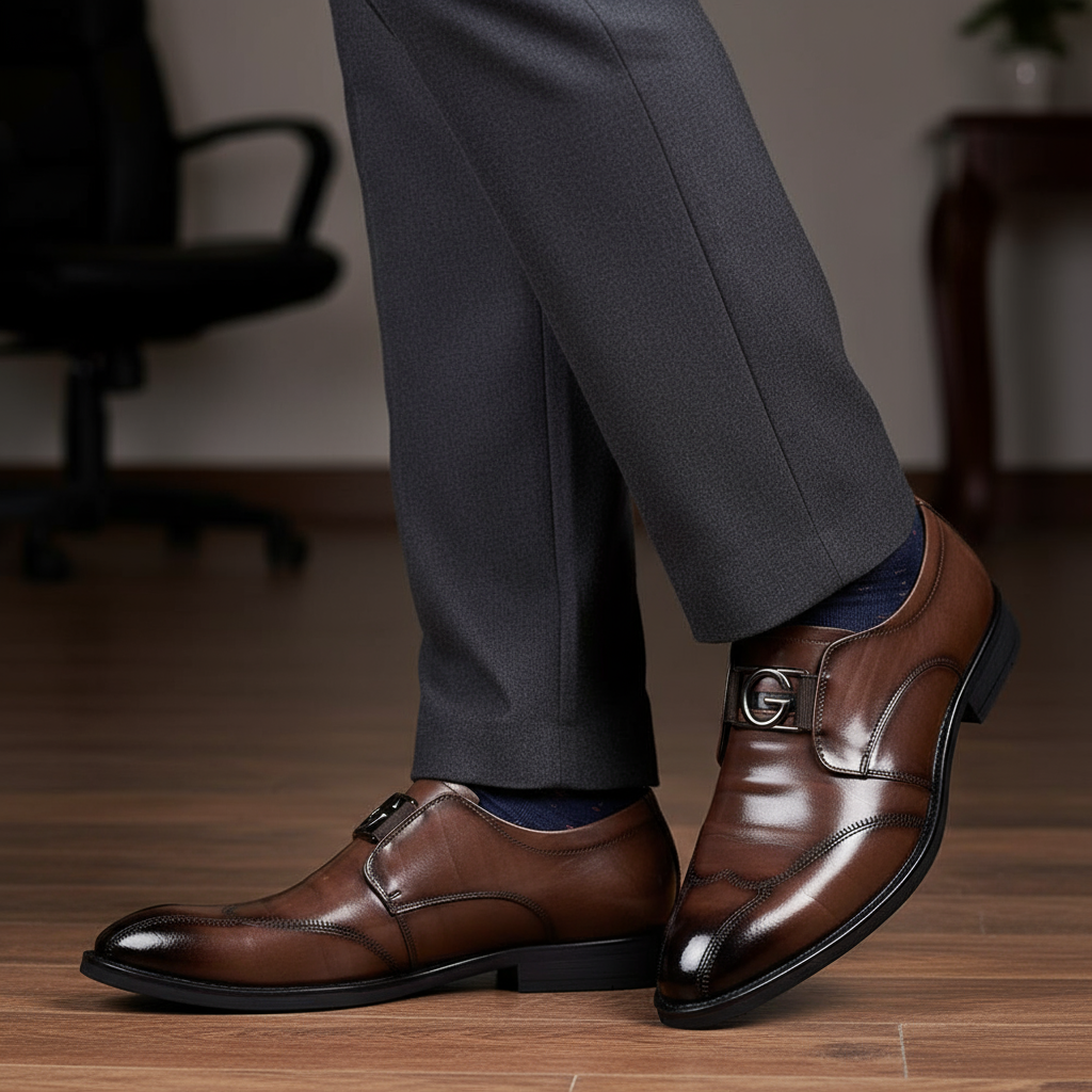 Elegante Herren Leder Schnürschuhe – Stilvolle Slip-On Formelle Schuhe